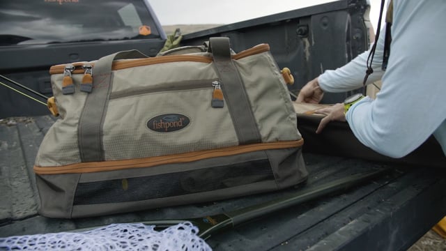 Fishpond Flat Tops Wader Duffel with large capacity and ventilated storage for wet waders, in stock for easy organization