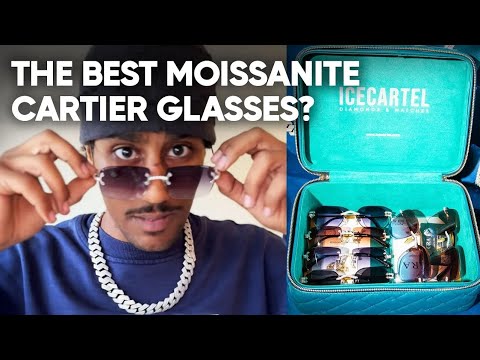 Moissanite Rimless Square Sunglasses 14K Gold Rose Gold / Navy & Clear