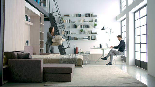 Sklápacia posteľ s rohovou sedacou súpravou NOBU PENISOLA