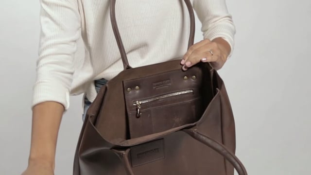 Marla Tote - Medium Leather Tote Bag - Brown - PoweredByPeople