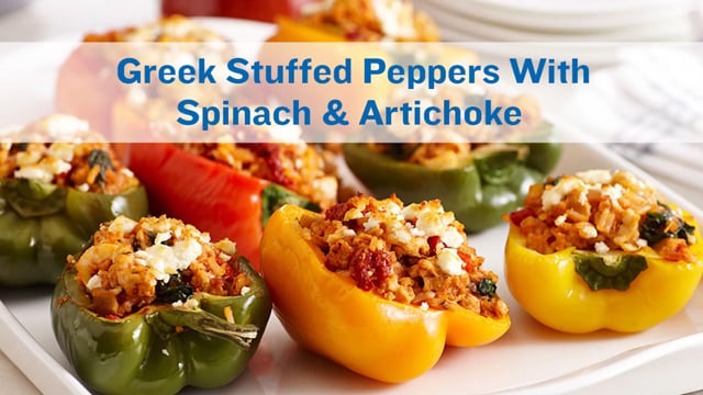 Greek Stuffed Peppers With Spinach & Artichoke Video