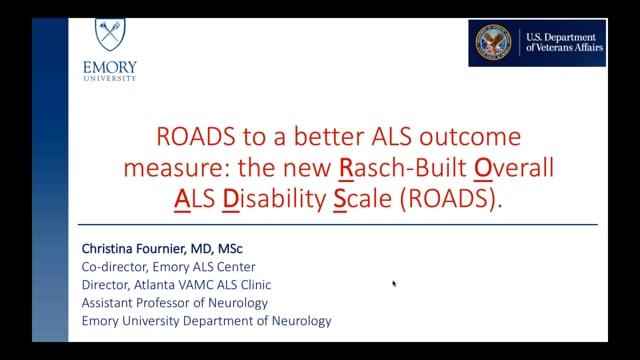 ROADS to a better ALS outcome measure: the new Rasch-Built Overall ALS Disability Scale (ROADS). Screen Grab