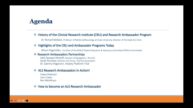 ALS Clinical Research Learning Institutes: Empowering People with ALS to be Research Ambassadors Screen Grab