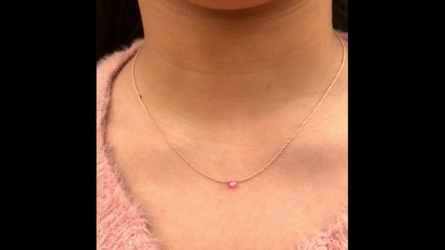 32ct Fancy Intense Pink Bare Diamond 14k Rose Gold Necklace