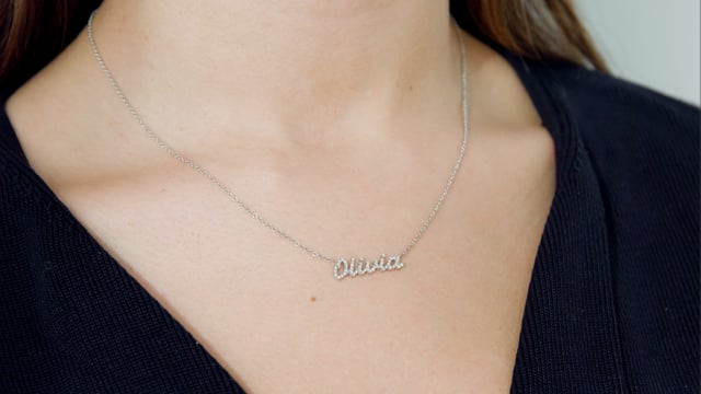 Pave Diamond Script Necklace - Video