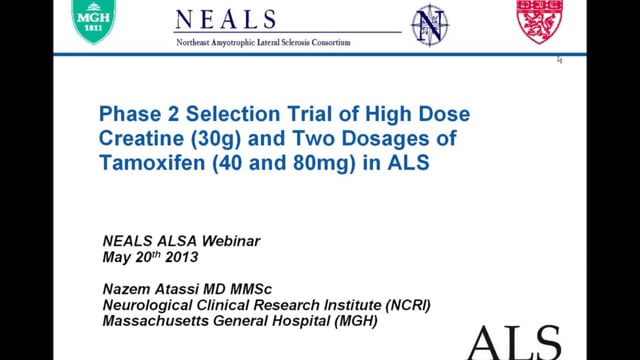 Selection Trial of High Dosage Creatine & Two Dosages of Tamoxifen Webinar 5-20-13 Screen Grab