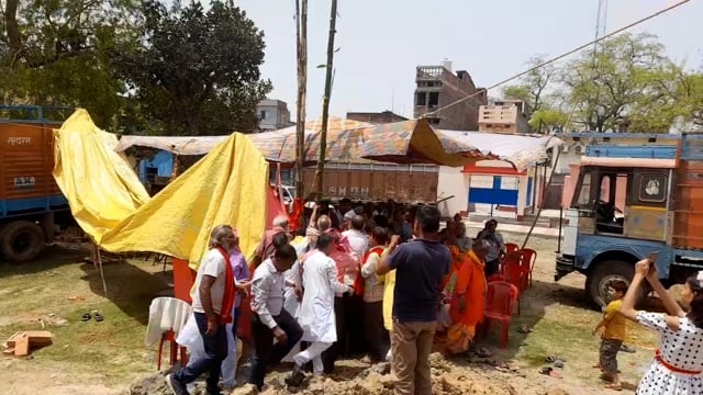 महारुद्र यज्ञ को लेकर किया गया ध्वजारोहण