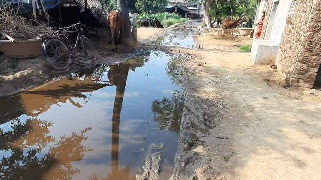 चानन  : भलूई पंचायत के वार्ड नंबर तीन में नलजल के पाइप से सड़क पर बह रहा पानी से जलजमाव ।