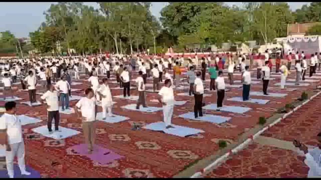 विश्व योगा दिवस पर अधिकारी कर्मचारियों,जनप्रतिनिधियों ने किया योगा,गर्दन कमर को किया दाएँ बाये, करें योग रहें निरोग