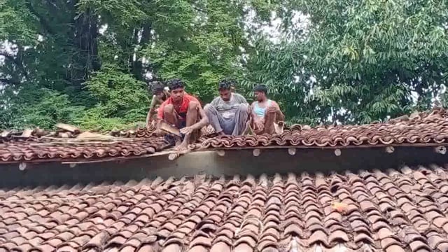 पत्थलगांव में मानसून आते ही लोग घरों की खपरैप की मरम्‍मत में जुटे