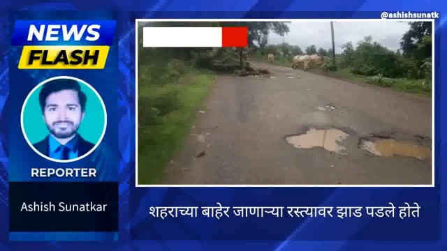 रस्त्यावर झाड पडल्याने नागरिकांच्या रहदारीस अडचण 