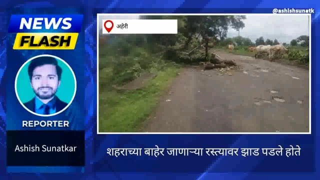 रस्त्यावर झाड पडल्याने नागरिकांच्या रहदारीस अडचण 