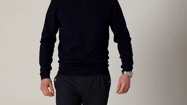 NAVY - LM. CREW NECK JUMPER