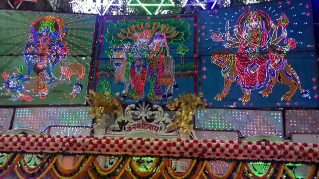 जन्माष्टमी त्योहार को लेकर लखीसराय शहर के नया बाजार कृष्ण  मंदिर की  गई सजावट भव्य आकर्षक तरीके से