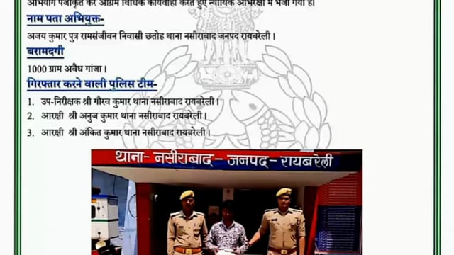 रायबरेली,नसीराबाद पुलिस ने एक युवक को एक किलो अवैध गांजा के साथ गिरफ्तार कर भेजा जेल।