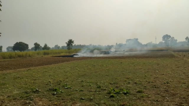बगडीहवा में सरकारी आदेश बेअसर रोक के बाद भी लोग जला रहे पराली ।