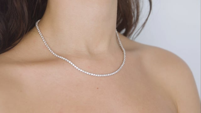 Defined Diamond Tennis Necklace - Video