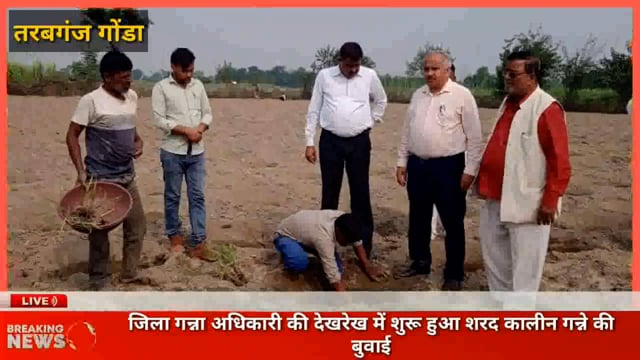 तरबगंज: जिला गन्ना अधिकारी की देखरेख में शुरू हुआ शरद कालीन गन्ने की बुवाई