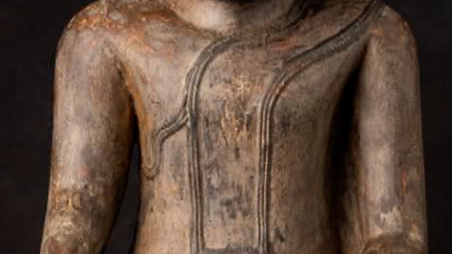 Antique wooden Burmese Buddha statue from Burma (Myanmar)