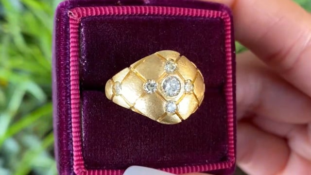 1970-1980 Vintage Quilted Diamond Ring