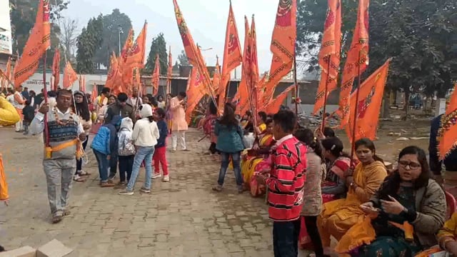 मारवाड़ी समाज के द्वारा लखीसराय में अशोक धाम से श्याम मंदिर तक निकाली गई निशान यात्रा