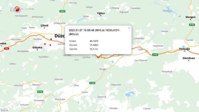 Bolu’da 3.4 Büyüklüğünde Deprem