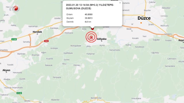 Düzce'de 3,3 Şiddetinde Deprem