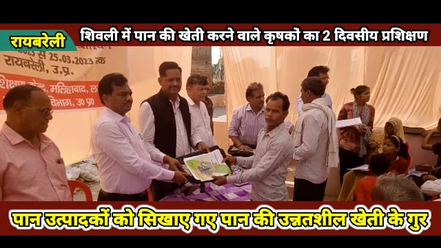 पान की खेती करने वाले कृषकों को दिया गया पान प्रशिक्षण