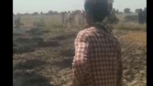 नरजिता में लाइट की चिंगारी से 2 बीघा गेहूं की फसल जलकर राख
