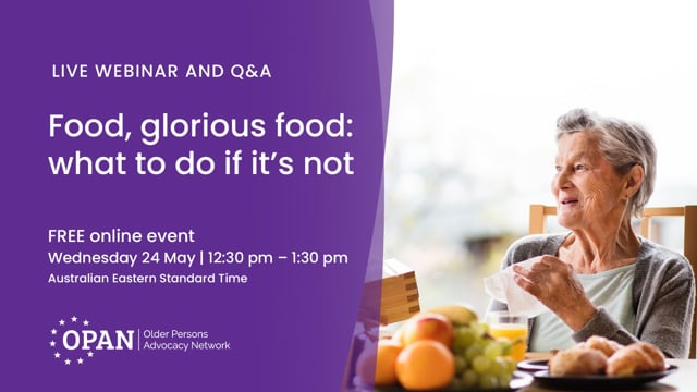 Webinar – Food, glorious food: what to do if it’s not