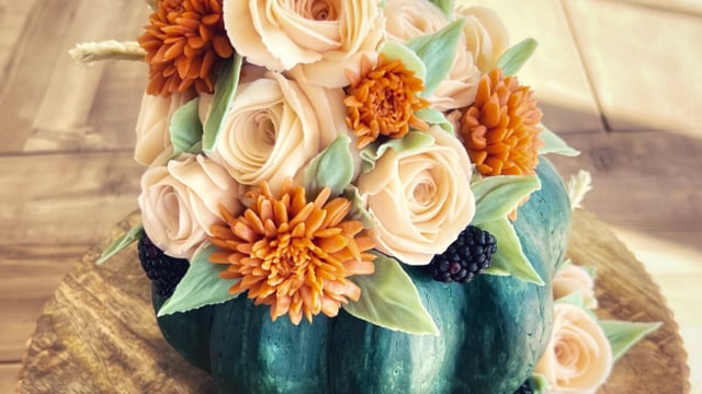 The Boho Pumpkin Floral Cake