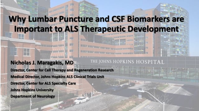 Why lumbar puncture and CSF biomarkers are important to ALS therapeutic development Screen Grab