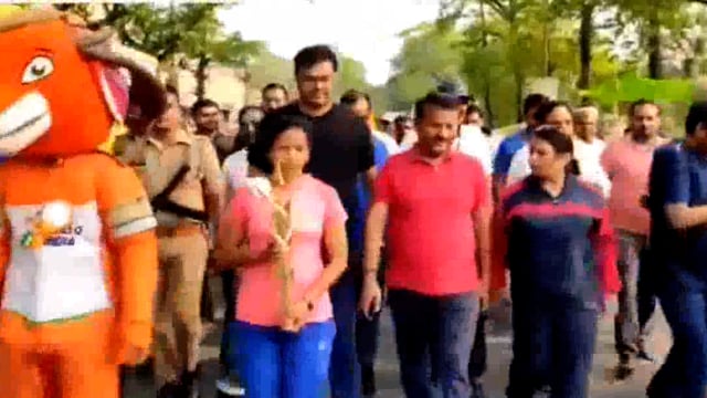 खेलो इंडिया के तहत स्टेडियम से निकाला गया रैली