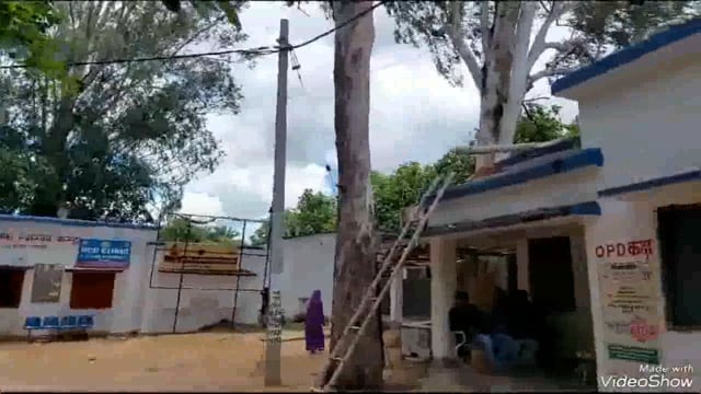 सिरदला प्राथमिक स्वास्थ्य केंद्र में डीपीपी  कच्छ की छत पर पर गिरा पेड़ की टहनी बाल बाल बचे आयुष चिकित्सक