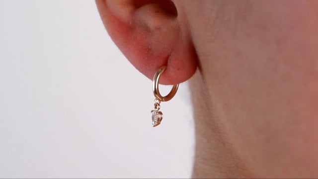 Petite Pear Charm Hoops - Video