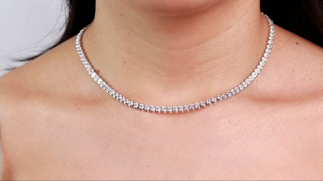 Bezel Set Oval Tennis Necklace - Video