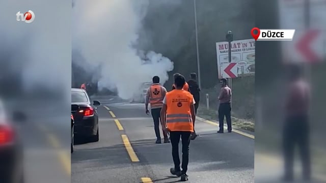 Bolu Dağı'nda Otomobil Yandı