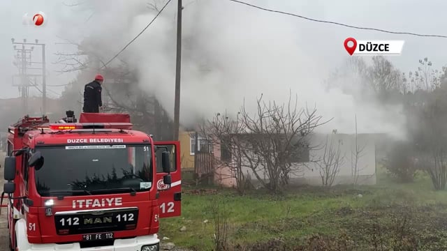 Prefabrik Evde Çıkan Yangın Güçlükle Söndürüldü