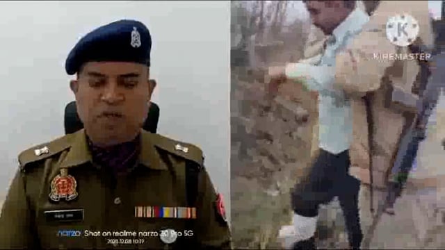 आजमगढ थाना गम्भीरपुर में गौ तस्कर अभियुक्त व पुलिस से हुई मुठभेड़ असलहा सहित घायल बदमाश को पुलिस  ने किया गिरफ्तार