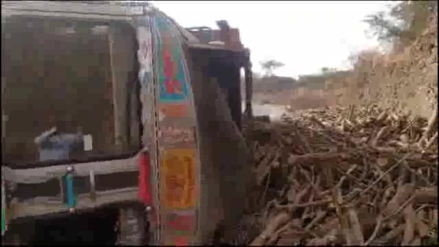 पिंपरी घाटात लाकडे घेऊन जाणारा ट्रक पलटी,ट्रक मालक किरकोळ जखमी