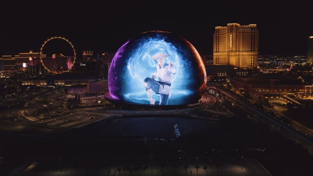 Mortal Kombat 1 animation on the Las Vegas Sphere Exosphere, by Nongravital