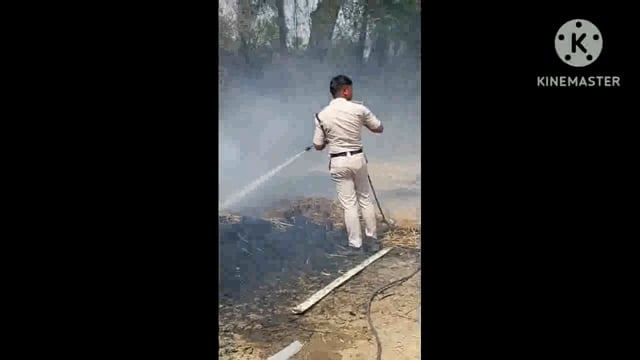 खलिहान में रखा गेहूं के बोझा में लगा आग 200 बोझा गेहूं जलकर हुआ राख