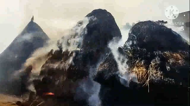 धिरौन्ध गॉंव में नेवारी की चार पुंज में लगी आग,हजारो का हुआ नुकसान