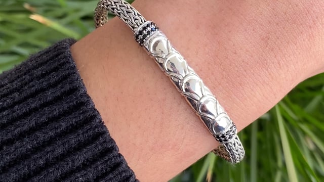 Sterling Silver & Black Spinel Tulang Naga Bar Bracelet by Sterling Silver & Black Spinel Tulang Naga Bar Bracelet by