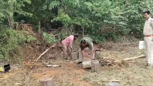 पुलिस ने भारीमात्रा में फुलाये जा रहे जावा महुआ को वीनष्ट  करते हुए 15 लीटर देसी महुआ शराब किया जप्त, दर्ज हुआ केस 