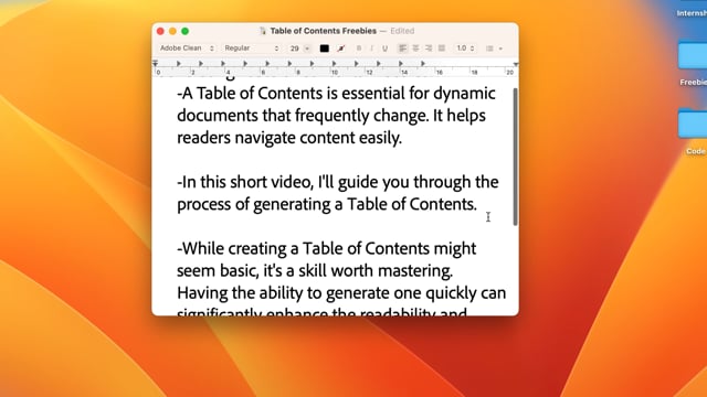 Table of Contents