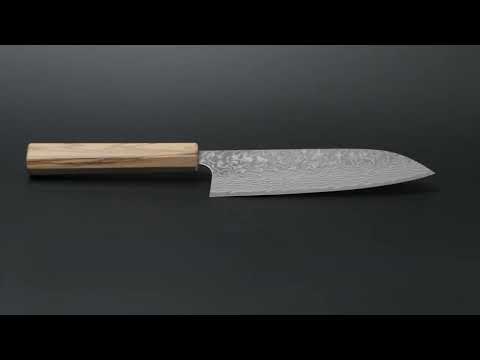 Damastmesser Santoku 170 SG2, 63 Lagen, Olive
